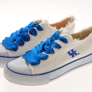 University of Kentucky white canvas sneakers